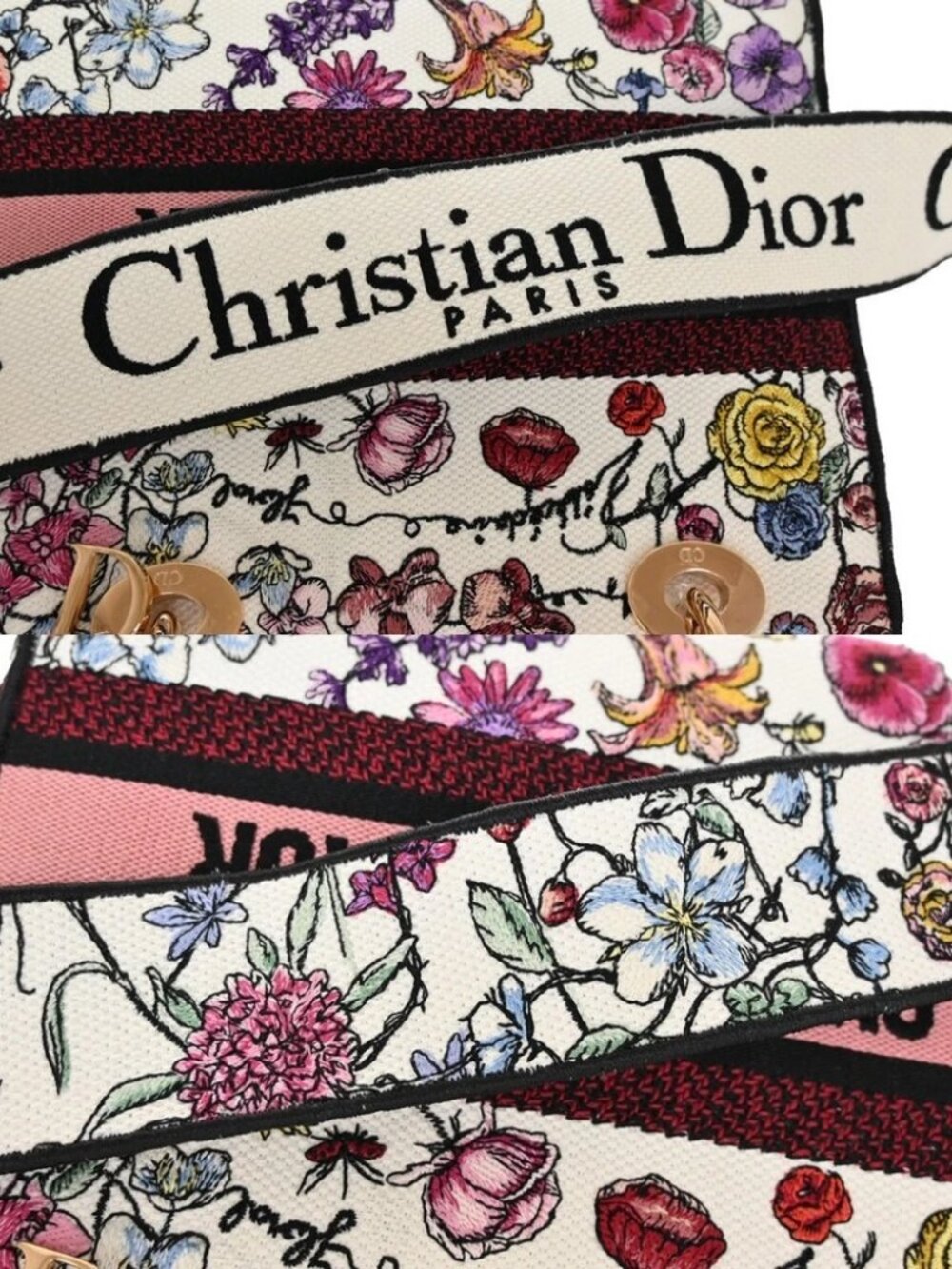 CHRISTIAN DIOR Lady D-Lite Florilegio Embroidery 2Way Hand Bag Canvas - Picture 8 of 15